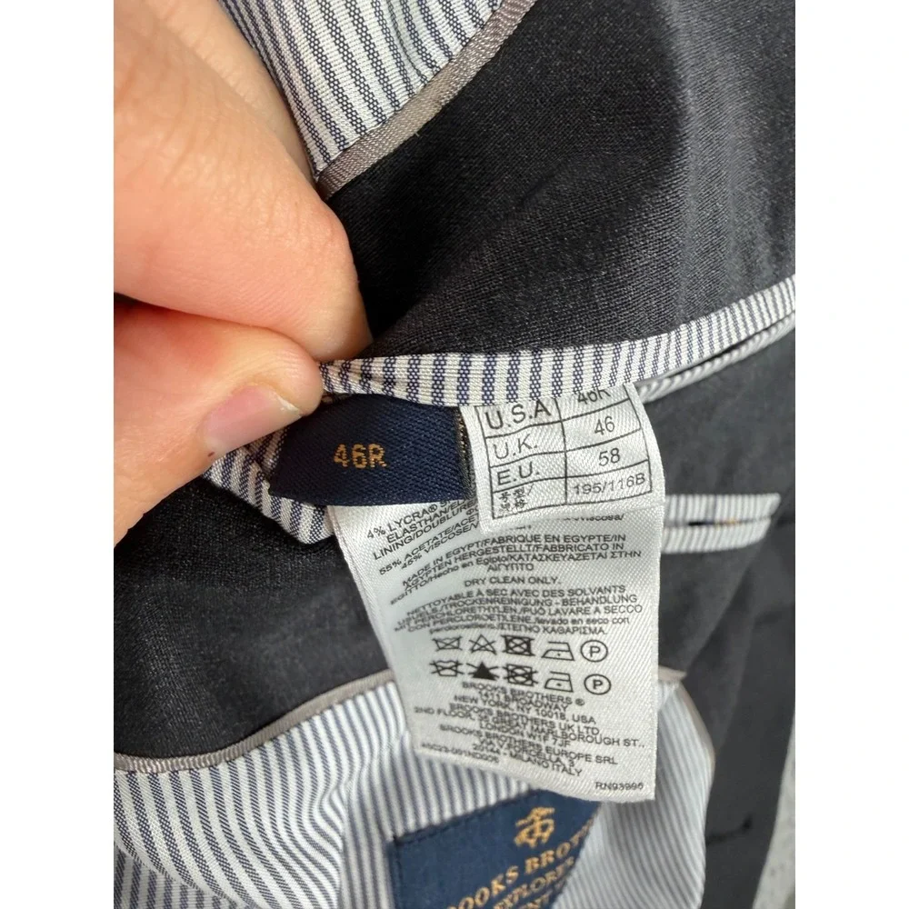 Brooks Brothers Explorer Blazer Men 46R Charcoal Gray Single Breasted Regent Fit